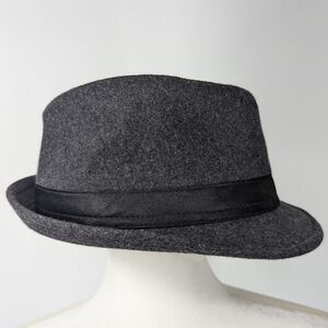 Henschel Hat Co. Men's USA Made Wool Blend Grey Fedora Hat Large Black Trim
